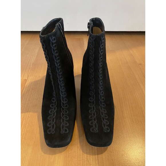 Salvatore Ferragamo Boutique Black Suede Boots Embroidered Ankle Size 6.5B - Picture 5 of 14